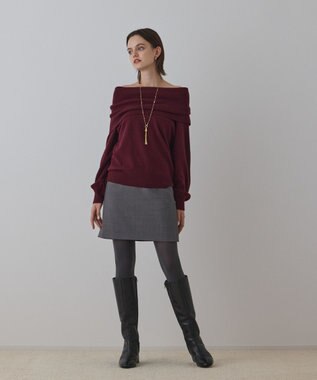 GRACE CONTINENTAL ウールオフショルニットトップ ボルドー