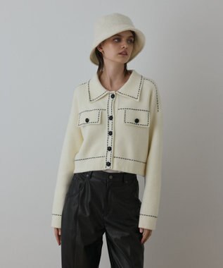 GRACE CONTINENTAL ステッチニットジャケット キナリ