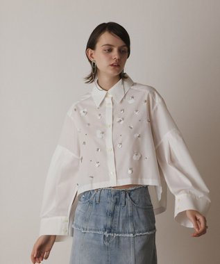 GRACE CONTINENTAL ビジューシャツ ホワイト