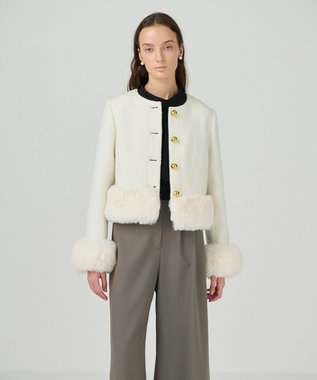 GRACE CONTINENTAL ツイードコンビジャケット ホワイト