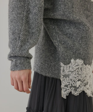 GRACE CONTINENTAL レースドルマンニットトップ グレー