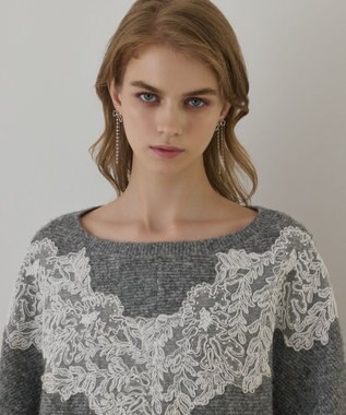GRACE CONTINENTAL レースドルマンニットトップ グレー