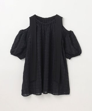 GRACE CONTINENTAL チュールフリルフレアトップ ブラック