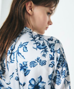 GRACE CONTINENTAL オリエンタルフラワープリントワンピース ホワイト