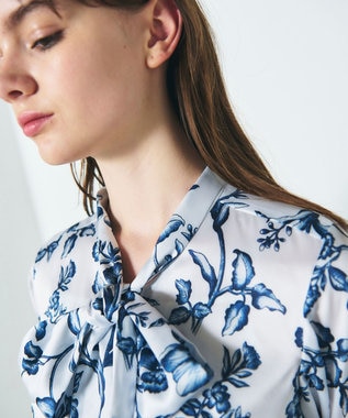 GRACE CONTINENTAL オリエンタルフラワープリントワンピース ホワイト