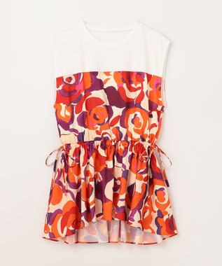 GRACE CONTINENTAL ペイントカラープリントトップ オレンジ