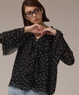 GRACE CONTINENTAL ラッフルドットトップ ブラック