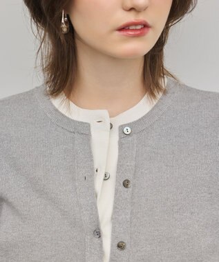 GRACE CONTINENTAL レイヤード風ニットカーディガン グレー