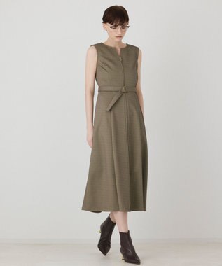 GRACE CONTINENTAL フレア切替カットワンピース ベージュ