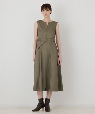 GRACE CONTINENTAL フレア切替カットワンピース ベージュ