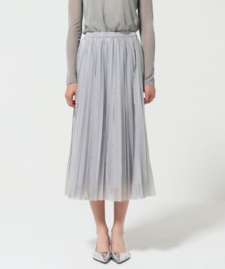 GRACE CONTINENTAL フォイルラインプリーツスカート グレー
