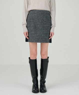GRACE CONTINENTAL シャギーチェックミニスカート グレー