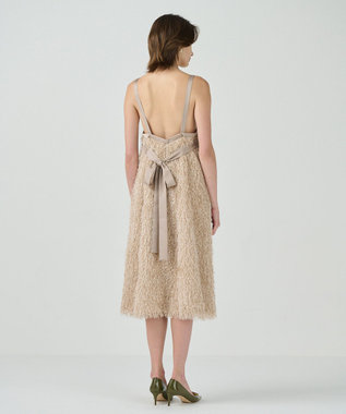 GRACE CONTINENTAL フェザーコンビキャミドレス ベージュ