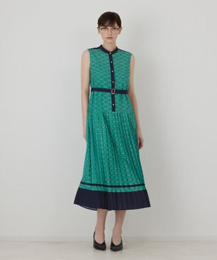 GRACE CONTINENTAL モノグラムマリンワンピース グリーン