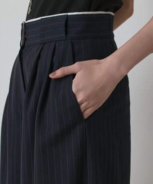 GRACE CONTINENTAL タックワイドパンツ ストライプ