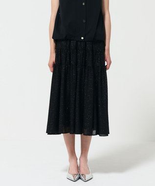 GRACE CONTINENTAL シフォンカットジャガードスカート ブラック