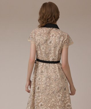 GRACE CONTINENTAL チュールフラワー刺繍ワンピース ベージュ