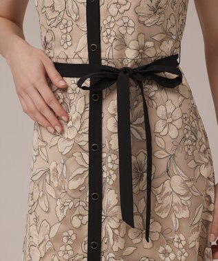 GRACE CONTINENTAL チュールフラワー刺繍ワンピース ベージュ