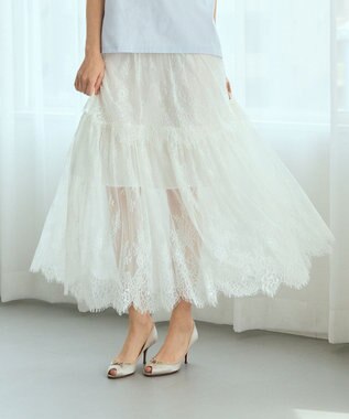 GRACE CONTINENTAL レース切替ティアードスカート キナリ