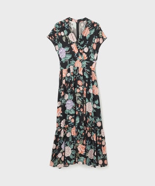 GRACE CONTINENTAL アンティークフラワープリントワンピース ブラック