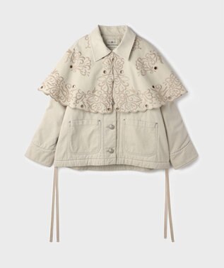 GRACE CONTINENTAL ケープ付カバーオールジャケット ベージュ