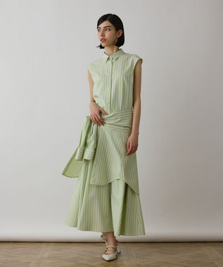 GRACE CONTINENTAL ストライプシャツワンピース グリーン