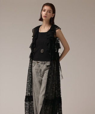 GRACE CONTINENTAL フリルカラーレースワンピース ブラック