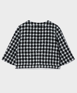 GRACE CONTINENTAL チェックツイードショートジャケット ブラック