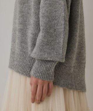 GRACE CONTINENTAL フェアアイル刺繍ニットトップ グレー