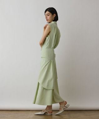 GRACE CONTINENTAL ストライプシャツワンピース グリーン