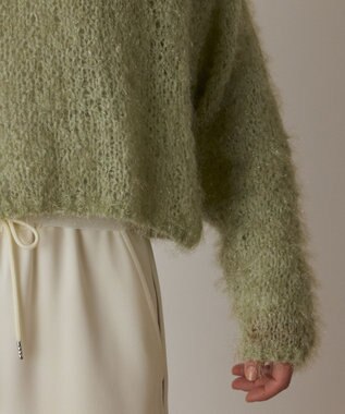 GRACE CONTINENTAL フィルムヤーンニットトップ ライトグリーン
