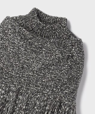 GRACE CONTINENTAL フリンジケープニットトップ ブラック