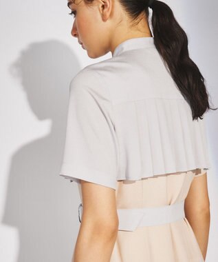 GRACE CONTINENTAL プリーツ配色ワンピース グレー