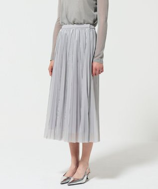 GRACE CONTINENTAL フォイルラインプリーツスカート グレー