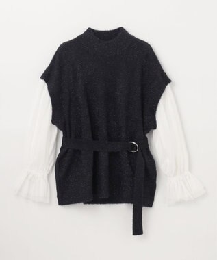 GRACE CONTINENTAL フェザーニットコンビトップ ブラック