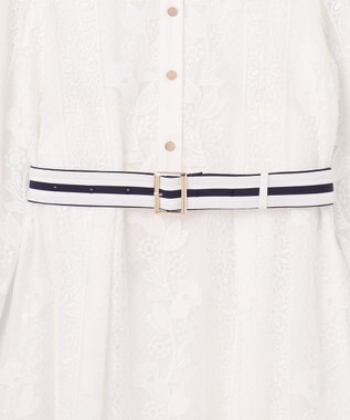 GRACE CONTINENTAL ストライプフラワー刺繍ワンピース ホワイト