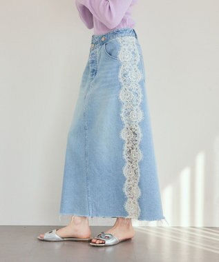 GRACE CONTINENTAL サイドレースデニムスカート