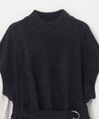 GRACE CONTINENTAL フェザーニットコンビトップ ブラック