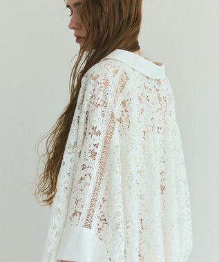 GRACE CONTINENTAL レースポンチョシャツ ホワイト