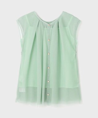 GRACE CONTINENTAL チュールタックノースリーブ ライトグリーン