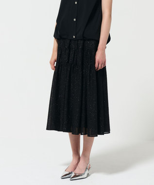 GRACE CONTINENTAL シフォンカットジャガードスカート ブラック