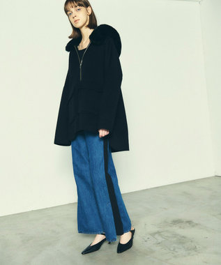 GRACE CONTINENTAL フードファーリバーポンチョ ブラック