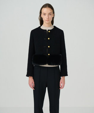 GRACE CONTINENTAL ツイードコンビジャケット ブラック