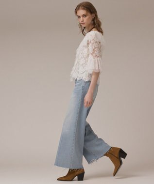 GRACE CONTINENTAL バギーデニムパンツ サックス