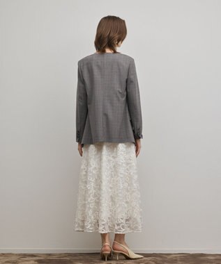 GRACE CONTINENTAL チュールレースロングワンピース ホワイト