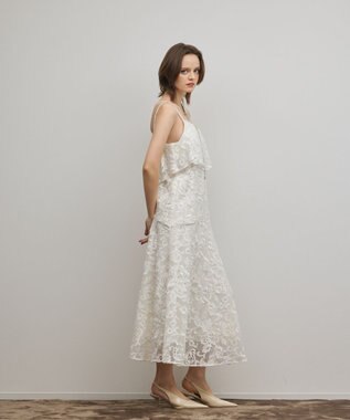 GRACE CONTINENTAL チュールレースロングワンピース ホワイト