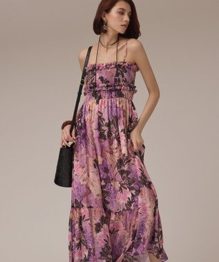 GRACE CONTINENTAL タイダイリーフプリントワンピース ラベンダー