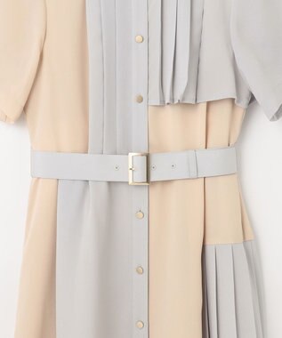 GRACE CONTINENTAL プリーツ配色ワンピース グレー