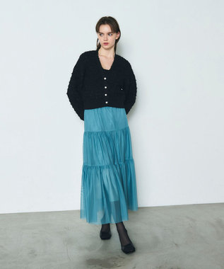 GRACE CONTINENTAL チュールティアードスカート ブルー