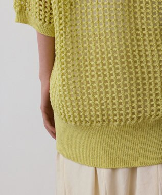 GRACE CONTINENTAL メッシュスキッパーニットカーディガン イエロー